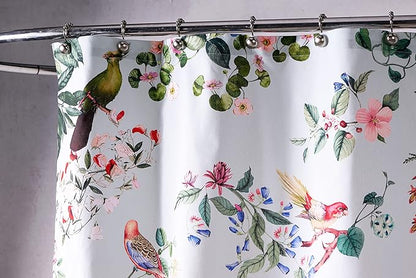 Maison d' Hermine Shower Curtain 100% Cotton One Panel 70"x72" Washable Fabric Shower Curtains for Bathroom, Easy Hanging with 12 Button Holes - Home Hotel Spa Easter Gifts (Eden - Blue Blush)