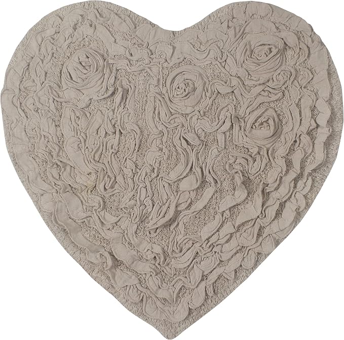 Home Weavers Bell Flower Collection 100% Cotton Tufted Bath Rugs, Extra Soft and Absorbent Bath Rugs, Non-Slip Bath Mats, Machine Washable, Bath Mats for Bathroom Floor and Tub, 25"x25" Heart, Linen