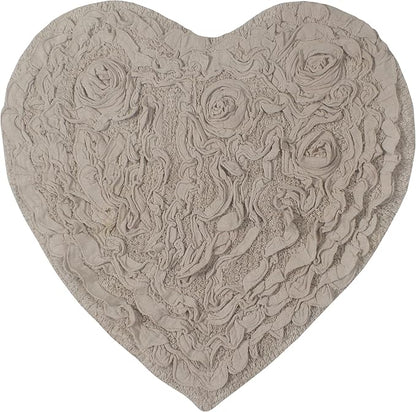 Home Weavers Bell Flower Collection 100% Cotton Tufted Bath Rugs, Extra Soft and Absorbent Bath Rugs, Non-Slip Bath Mats, Machine Washable, Bath Mats for Bathroom Floor and Tub, 25"x25" Heart, Linen