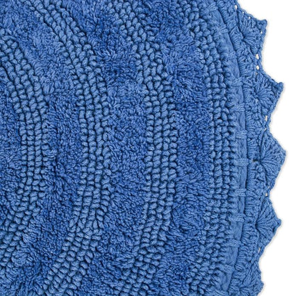 DII Crochet Collection Reversible Bath Mat, Round, 27.5" Diameter, Blueberry