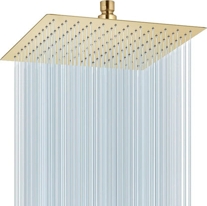 Midanya Square Rain Shower Head,High Pressure,Brushed Gold 12 Inch | 360°Swivel,Ceiling or Wall Mount,Waterfall Full Body Coverage,Bathroom Remodel,Stainless Steel Large Rainfall Shower Head