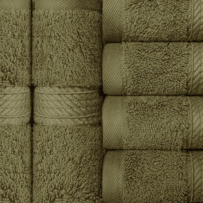 Superior Egyptian Cotton Plush Absorbent, Face Towel Set of 6, Forest Green | Quick Dry, Soft Luxury Towel Set, Bath Essentials for Bathroom, Guest Bath, Spa, 2 Piece Face, Madeline Towels