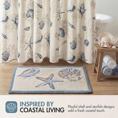 Madison Park Bayside Tufted Bath Rug Cotton Non-Slip, 21 x 34, Blue