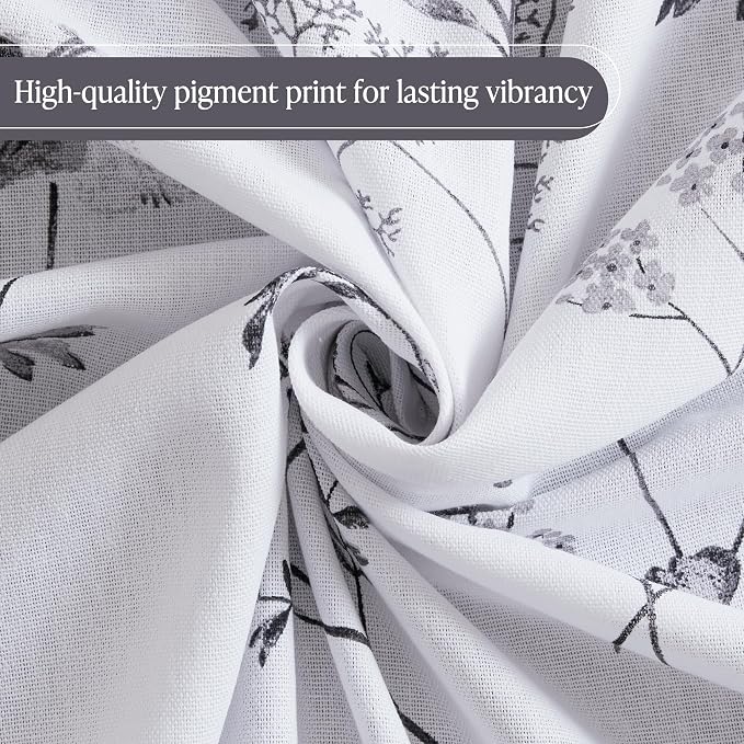 Martha Stewart 100% Cotton Floral Shower Curtain, 72 x 72, Black | Martha's Garden Series, Botanical Floral Print, Spa Quality Modern, Machine Washable, Modern Bathroom Curtains