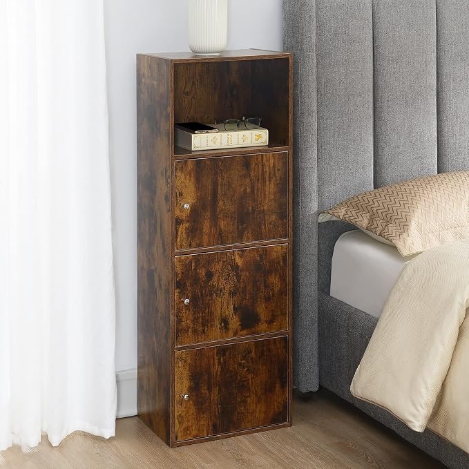 Convenience Concepts Xtra Storage Three-Door Bookcase in Cherry Wood Finish