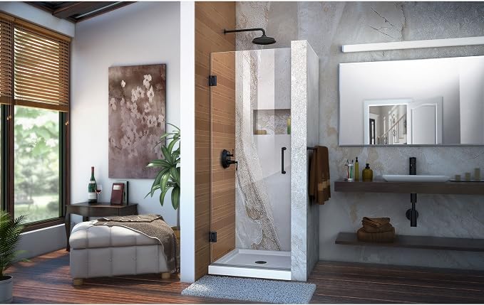 DreamLine Unidoor 30 in. W x 72 in. H Frameless Hinged Shower Door in Satin Black, SHDR-20307210F-09
