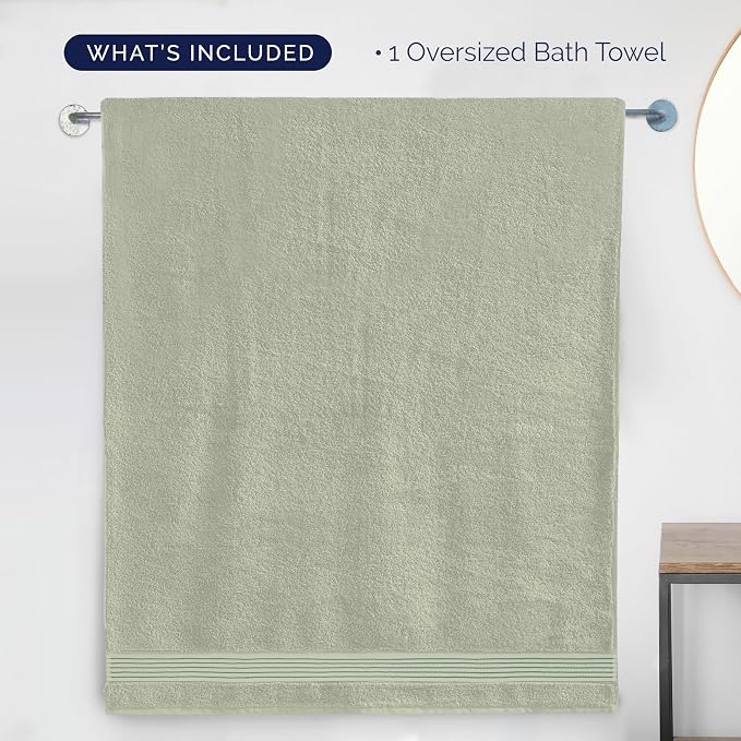 Elegant Comfort Premium Super Soft Highly Absorbent 1 Piece Oversized Bath Sheet - 40" x 80" inch, Luxurious Hotel Spa Quality 100% Turkish Cotton Extra Large Bath Towels for Adults, Mint Green