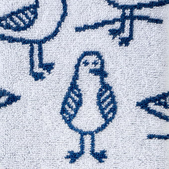 SKL Home Nautical Seagull Sam Hand Towel Set-2pc, Reversible, White | 100% Cotton. Plush & absorbent jacquard. Great for everyday & coastal décor in the bathroom, kitchen or bar.