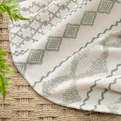 Sage Green Shower Curtain,Boho Linen Fabric for Bathroom with Striped Print,72" W x 72" L