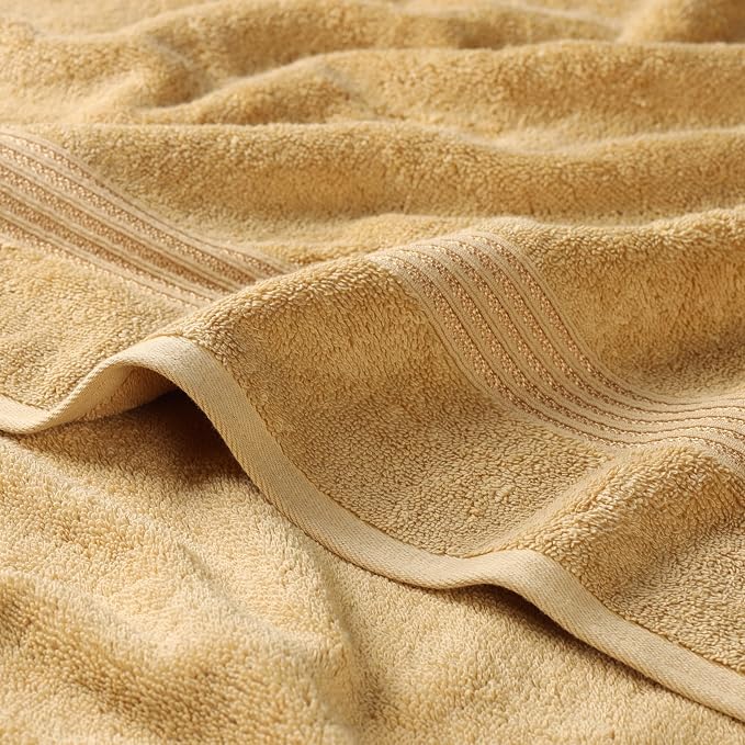 Superior Luxury Cotton Bath Towel - 6 Piece Set, Premium Egyptian Cotton Towels, Gold