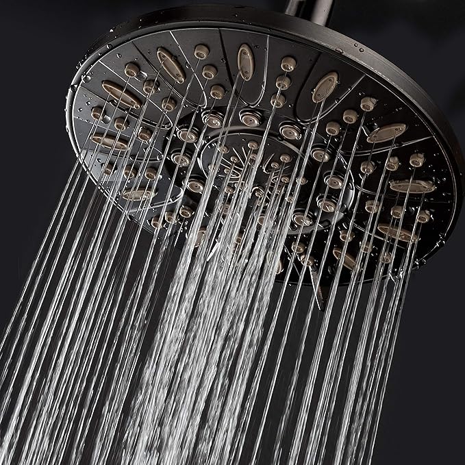 AquaDance OIL RUBBED BRONZE High Pressure 6-Setting 7" Rain Shower Head – Angle Adjustable, Anti-Clog Showerhead Jets, Tool-Free Installation - USA Standard Certified - U.S. Brand | Angle Adjustable with Extra-wide Flow Coverage & High Precision Anti-c...