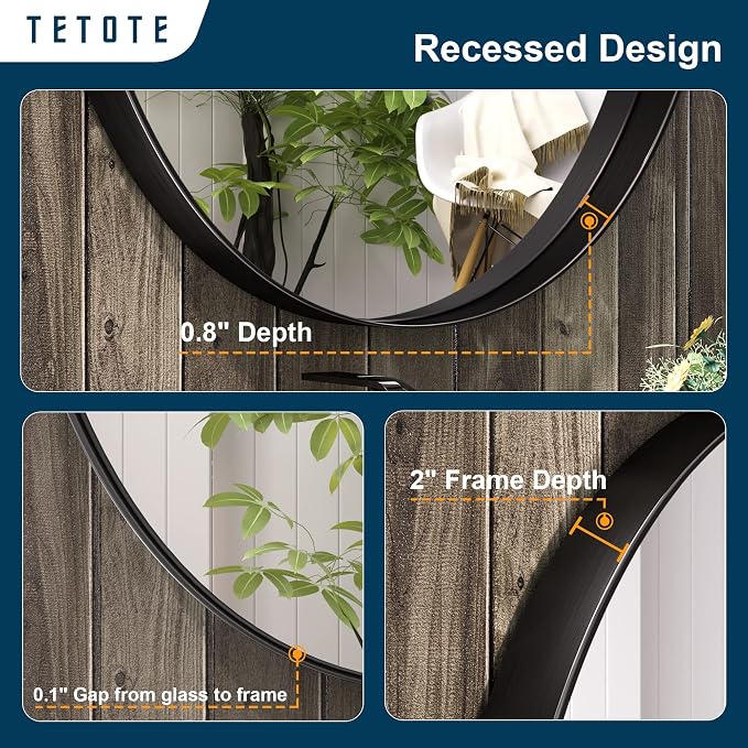 Black Oval Bathroom Mirror, 24 x 36 Matte Black Framed Wall Mounted Mirror for Vanity, Modern Decorative Shatterproof Oval Wall Mirrors for Entryway, Living Room, Bedroom