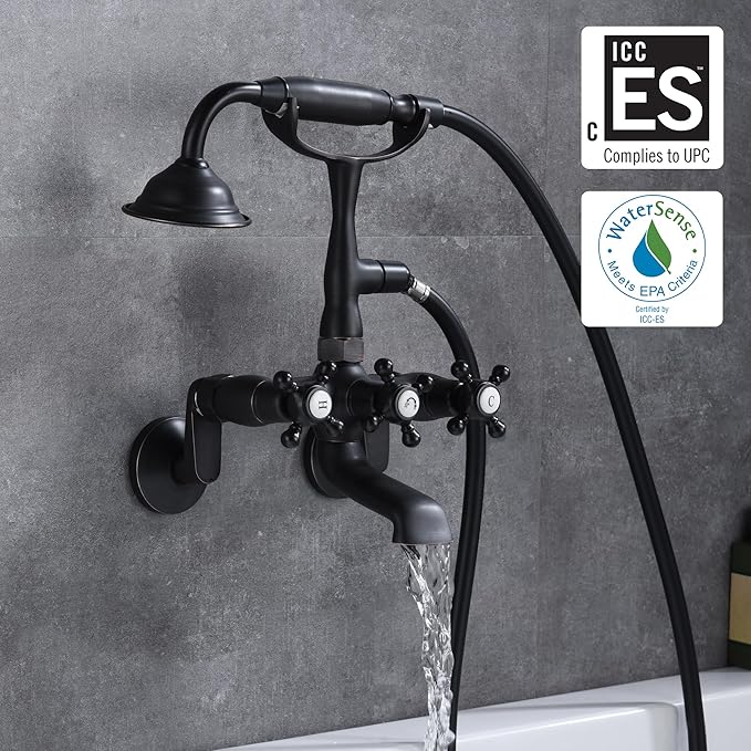 Sumerain Clawfoot Tub Faucet Bronze,Wall Mount Tub Filler in Oil Rubbed Bronze Finish