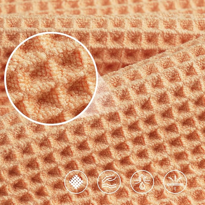 POLYTE 430 GSM Poly Blend Microfiber Quick Dry Waffle Bath Towel, 30x60 in | 4 Pack, Oversize, Lint Free, Body Towel