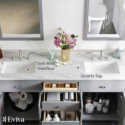 Artemis 60 in. Gray Double Sink Bath Vanity with Engineered Top and Undermount Porcelain Sinks
