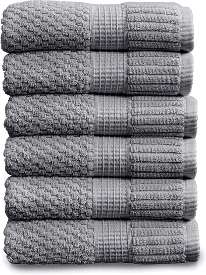 6 Pack 100% Cotton Hand Towels | Grey Towels | Oeko‑TEX Standard 100 | Soft & Absorbent, Quick‑Dry | Trinity Collection - Charcoal