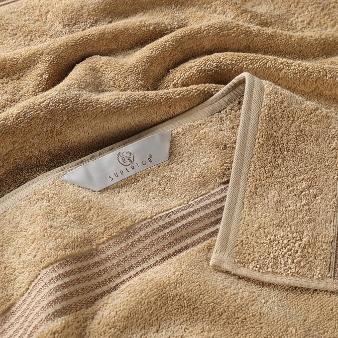Superior Egyptian Cotton 9-Piece Towel Set, Assorted Towels for Home Bathroom, Guest Bath Decor Essentials, Includes 3 Bath, 3 Hand, 3 Face Towels/Washcloths, Quick Dry, Absorbent - Toast