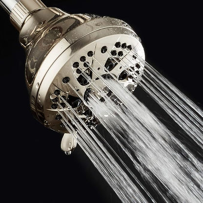 AquaDance BRUSHED NICKEL High Pressure 6-Setting Spiral Shower Head – Angle Adjustable, Anti-Clog Showerhead Jets, Tool-Free Installation - USA Standard Certified - Top U.S. Brand