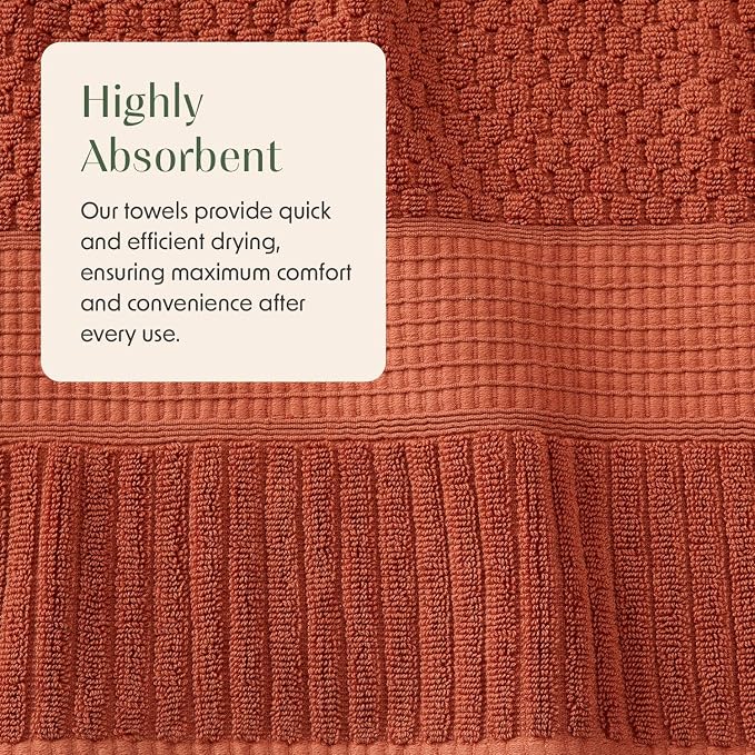 2 Pack Oversized Bath Towels 100% Cotton | Clay Towels | Oeko‑TEX Standard 100 | Soft & Absorbent, Quick‑Dry | Trinity Collection - Baked Clay