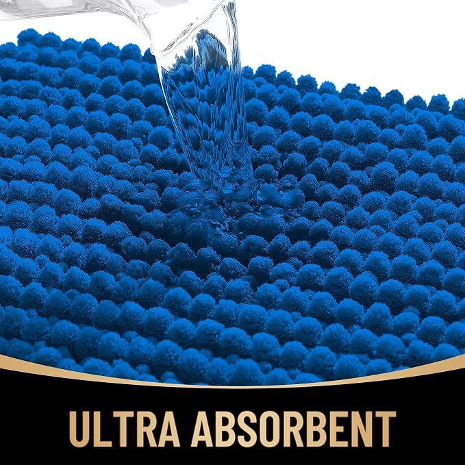 OLANLY Thick Chenille Bathroom Runner Rugs Mats 44x24, Deep Navy Blue | Soft Absorbent Bath Rugs, Rubber Backing, Machine Wash Dry, Bath Mats for Bathroom, Tub and Shower, Home Decor Accessories