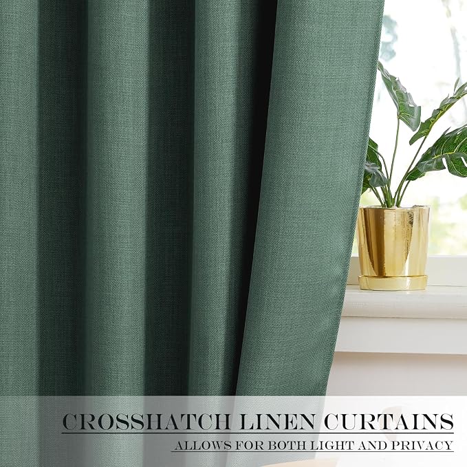 NICETOWN Linen Door Curtains for Window - Window Treatment with Tieback, Privacy Shade for Sidelight Curtains Thermal Insulated Front Door Covering, W25 x L72, Dark Green, 1 Panel