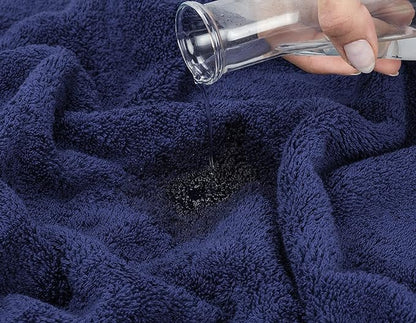 American Soft Linen Luxury Hand Towels for Bathroom, 600 GSM Heawy Weight 16x28 Size 100% Cotton Turkish 4 Piece Hand Face Towel Set, Navy Blue Hand Towels