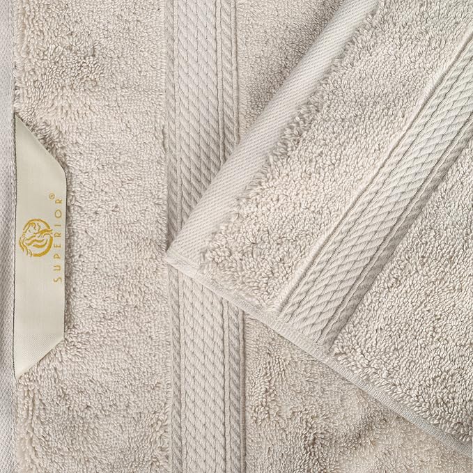 SUPERIOR Egyptian Cotton Pile Heavyweight Bath Sheet, 2 Piece Set, Stone | Highly Absorbent, Ultra Soft Luxury 800 GSM Towel Set for Bathroom, Shower, Hotel Essentials Oversize Plush Madeline Towels