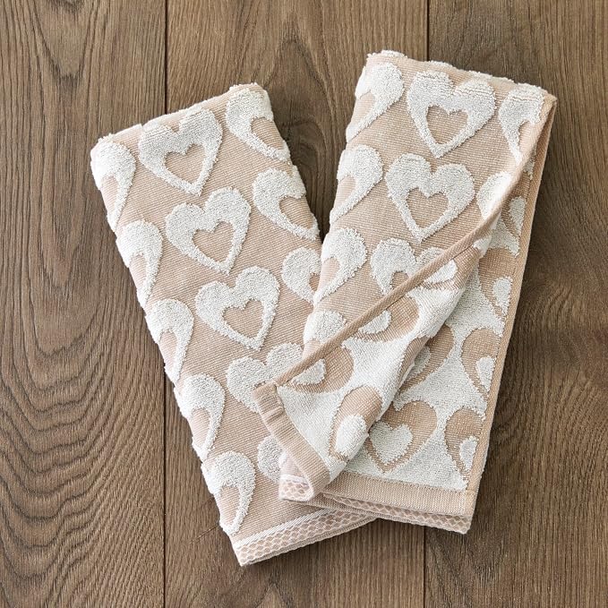 SKL Home Faithful Words Hand Towel Set-2pc, 100% Cotton Jacquard, Blue | Plush & absorbent terry. Pattern colors reverse on back side. For use in the bathroom, kitchen, or any sink space.