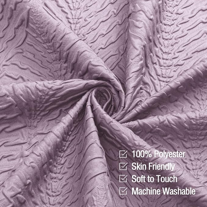 36x72 Small Stall Shower Curtain, Ombre Lavender Embossed Half Bath Curtain