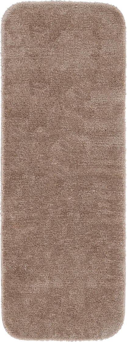 Garland Rug Traditional 22 in. x 60 in. Plush Nylon Washable Bath Rug Runner Taupe