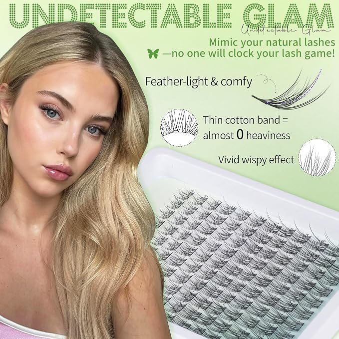 Natural Lash Clusters Kit Wispy Eyelash Clusters 10-16MM DIY Lash Extension Kit Natural Look C-Curly Individual Lashes Cluster Eyelash Extension Kit with Lash Bond & Seal & Tweezers by WTVANE
