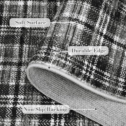Washable 9x12 Area Rug for Living Room Modern Rugs for Bedroom Black Rug Soft Large Area Rug Non Slip Throw Rugs Low Pile Stain Resistant Carpet for Nursery Dining Room 9'x12' Black/Grey