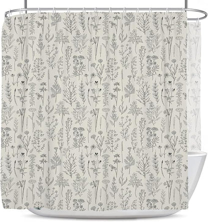 Coxila Vintage Floral Shower Curtain Extra Wide Large Long Clawfoot Tub Wrap Around Flower Retro Farmhouse Rustic Botanical Spring Country Cottage Bathroom 180 x 70 Inch Polyester Fabric 31 Pack Hooks