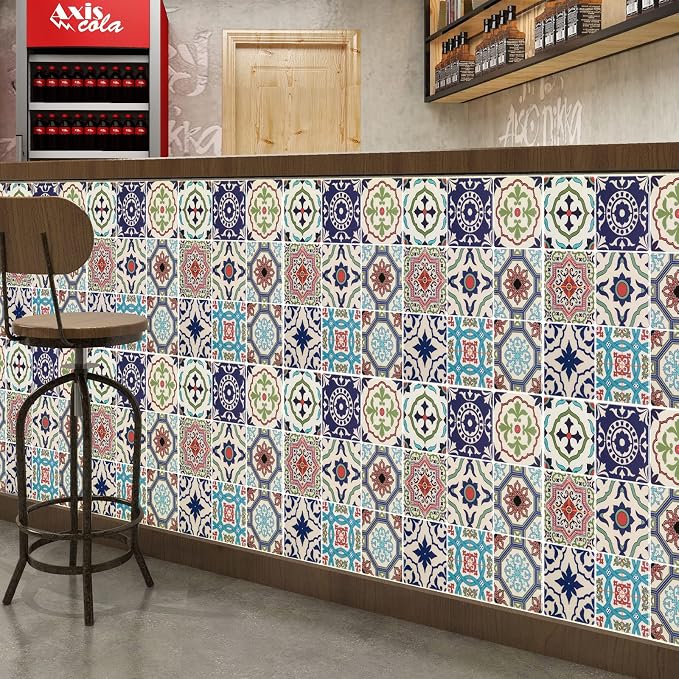 LONGKING Peel and Stick Backsplash Tile Stickers, Pistachio and Blue Tile for Kitchen, Stick on Wall Tiles (10 Sheets) | Peel and stick backsplash, self-adhesive wall tile, Pistachio Blue, waterproof, kitchen bathroom wall, 10-sheet