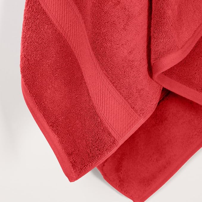 SUPERIOR Egyptian Cotton Plush & Absorbent, Bath Towel Set of 2, Red | Quick Dry, Soft Luxury Towel Set, Bath Essentials for Bathroom, Guest Bath, Spa, 2 Piece Bath, Madeline Towels