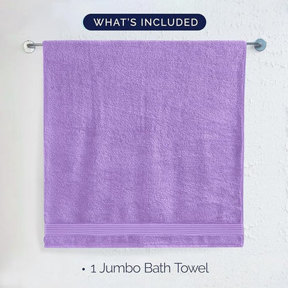 Elegant Comfort Premium Turkish Cotton 1 Piece Jumbo Bath Towel - 35 x 70 inch, Luxurious Hotel Spa Quality 100% Turkish Cotton Large Bath Towel - Highly Absorbent - Soft Bathroom Towel, Lilac