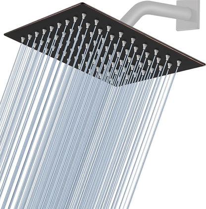 Midanya Square Rain Shower Head,High Pressure,Oil Rubbed Bronze 8 Inch | 360°Swivel,Ceiling or Wall Mount,Waterfall Full Body Coverage,Bathroom Remodel,Stainless Steel Large Rainfall Shower Head