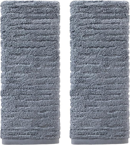 SKL Home CloudSoft Hand Towel Set, 2-Piece, 100% Cotton Luxury, Smoke Blue | Premium spa-level quality. 600 GSM weight. Ultra plush & absorbent. For use in the bathroom, kitchen, bar or any sink space.
