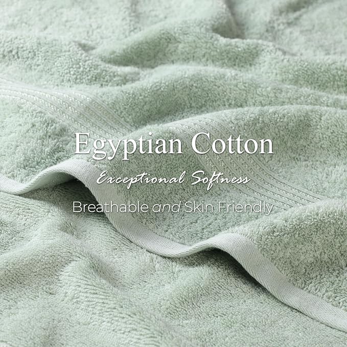 Superior Egyptian Cotton 8-Piece Hand Towel Set, Towel Basics For Quick Dry, Absorbent Small Towels, Facial, Spa, Kitchen, Bathroom Essentials, Apartment, Guest Bath, Soft, Washcloth, Sage