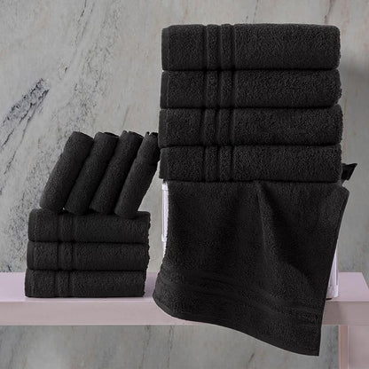 Hawmam Linen Black Bath Towels 4-Pack - 27x54 Soft and Absorbent, Premium Quality Perfect for Daily Use 100% Cotton Towel 600 GSM