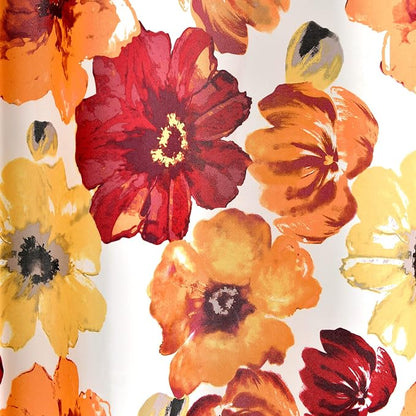 Lush Decor Leah Light Filtering Window Curtain Panels, Pair, 52" W x 63" L, Red & Orange - Floral Drapes for Bedroom - Orange Curtains - Farmhouse Decor
