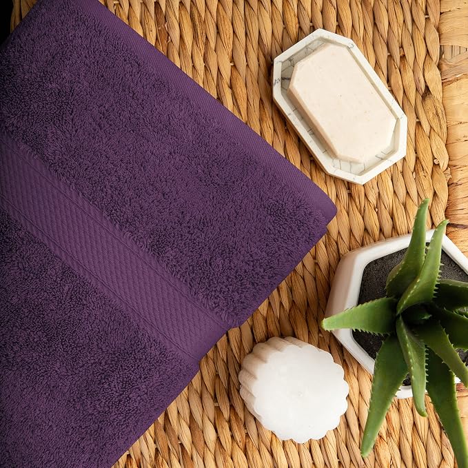SUPERIOR Egyptian Cotton Ultra Plush & Absorbent, 10 Piece Set, Plum | Quick Dry, Soft Luxury Towel Set, Bath Essentials, Guest Bath, Spa, 2 Bath, 4 Hand, 4 Face Towels, Madeline Towels