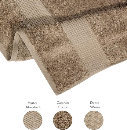 Luxury Oversized Bath Towels | 650 GSM, 34" x 56" | Hotel Quality, Soft & Highly Absorbent | Quick Dry, Thick, Combed Cotton Bathroom Towels | Mocha - 4 Pack