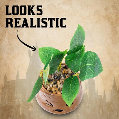 Silver Buffalo Harry Potter Mandrake Face, Artificial Faux Planter | Decorative, Greenery Plant in, Ceramic Pot