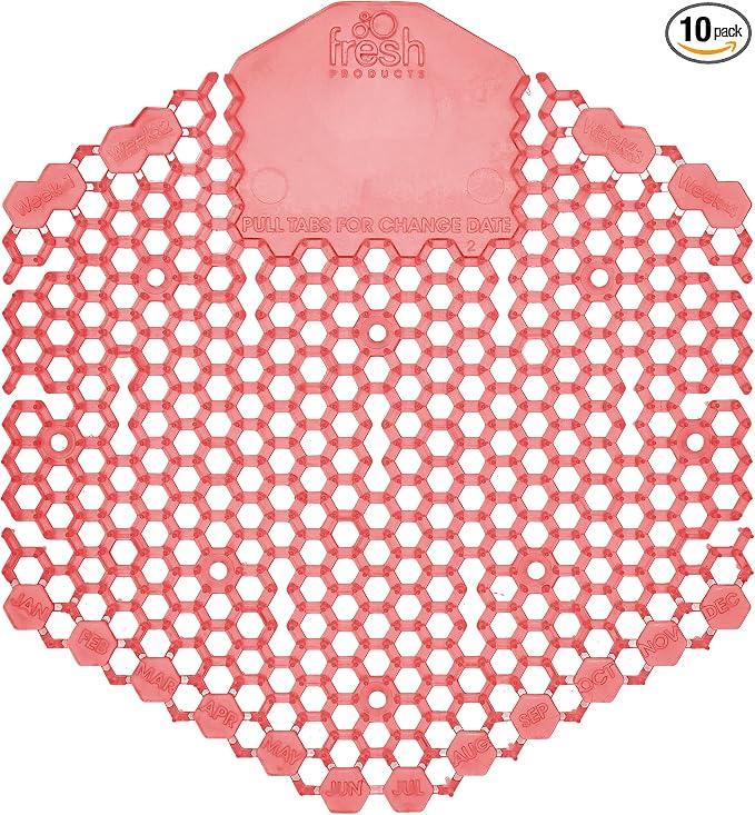 Fresh Products Wave 3D Urinal Screen Deodorizer, Kiwi Grapefruit, 10 packs | Anti-Splash Shield For Men Bathroom, 30-Day Odor Control With Beneficial Bacteria, Easy Double-Sided Install, Made In USA