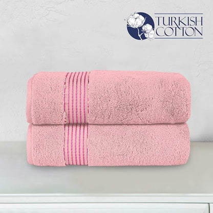 Elegant Comfort Premium Turkish Cotton 2 Pack Bath Towel Set - 27 x 54 inch, Luxurious Hotel Spa Quality 100% Turkish Cotton 2PC Bath Towel Set - Highly Absorbent - Soft Bathroom Towels, Dusty Rose