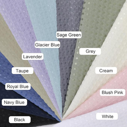 Extra Long Shower Curtain Set - 84 Inch Long Waffle Weave Heavy Duty Cloth Shower Curtain for Bathroom, Luxury Weighted 230GSM Bath Curtain Set with 12 Plastic Hooks, 72Wx84L, Glacier Blue