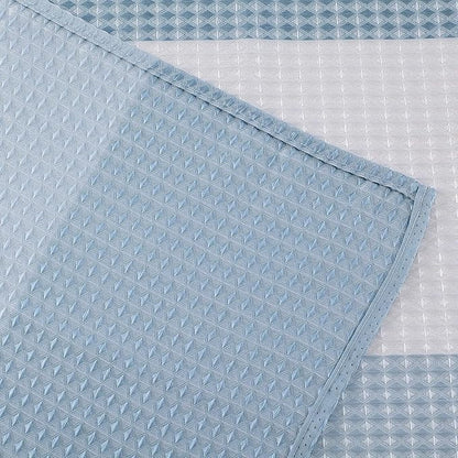 Dainty Home Waffle Weave Waterproof Shower Curtains for Bathroom, Blue 70 icnhes, Extra Long Shower Curtain, Waterproof Fabric 12 Roller Ball Hooks