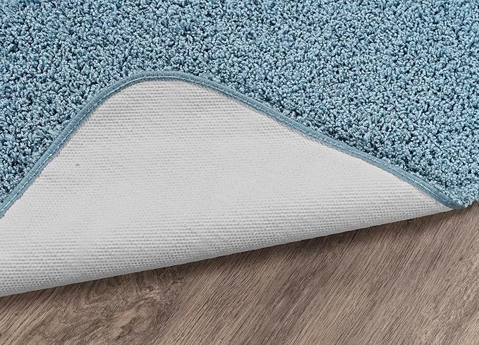 Garland Rug Jazz Nylon Washable 4 Piece Set (Lid, Contour,2 Mats) Basin Blue Bath Rugs Soft, Absorbent, and Stylish for Your Bathroom