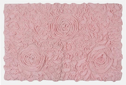 Home Weavers Bell Flower Collection 100% Cotton Tufted Bath Rugs, Extra Soft and Absorbent Bath Rugs, Non-Slip Bath Mats, Machine Washable, Bath Mats for Bathroom Floor, 21"x34" Rectangle, Pink